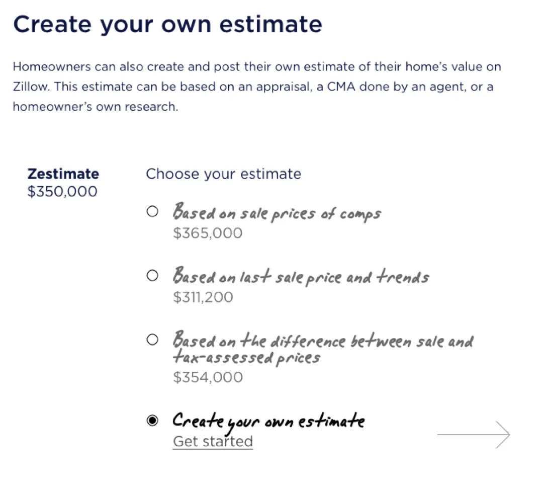 create your own estimate screenshot